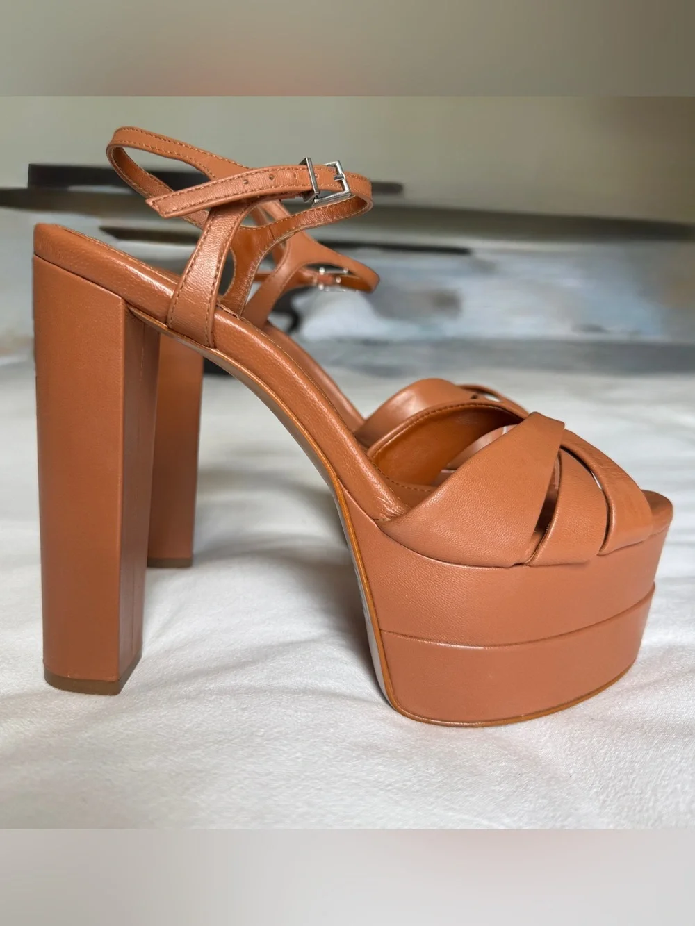 SHUTZ Keefa Platform High Heel Sandal in Nude